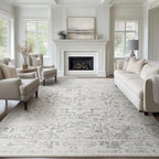 Extra Large Area Rugs 10x14 for Living Room, Farmhouse Distressed Printed Carpet Rugs for Bedroom Low Pile Thin, Non Slip Washable Neutral Boho Rug for Dining Room, Off White/Grey