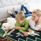YHSF South West Native American Area Rug C318 - Easy Clean, Thick, Soft, Durable Native Tribal American Indian Inspired Rug for Bedroom/Living Room and More - Hunter Green, 3 Feet x 4 Feet 7 Inches