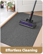 Color&Geometry Small Ultra Thin Indoor Door Mat Non Slip Rubber Backed Dirt Trapper 17"x30"(Rolled-up NO Creases), Rugs for Entryway, Front Door Mat Indoor Washable Low-Profile Entry Mat, Grey