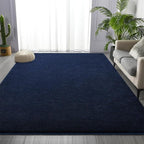 Large Area Rugs for Living Room Bedroom, 6 x 9 Ft Non-Slip Modern Area Rug, Soft Thickened Memory Foam Rug, Comfy Minimalist Indoor Carpet for Boys Girls Room Nursery Dorm Home Decor, Navy Blue