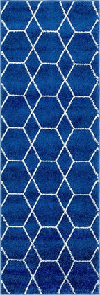 Unique Loom Trellis Frieze Collection Area Rug - Geometric (2' x 6' 1" Runner, Navy Blue/ Ivory)