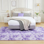 Andency 8x10 Area Rugs for Living Room, Non-Slip Fluffy Soft Large Shag Bedroom Carpet, Tie-Dyed Purple Big Indoor Thick Nursery Rug for Kids Dorm Home Decor Aesthetic