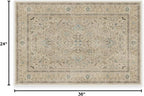 RUGGABLE Washable Vintage Area Rug – Kamran Ivory Opal 2x3, Stain-Resistant, Non-Slip – Small Machine Washable Rugs for Living Room, Bedroom, Hallway, Entryway & Bathroom–with Cushioned Pad