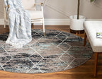 Unique Loom Trellis Frieze Collection Area Rug - Geometric (3' Round, Blue Multi/ Ivory)