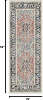 RUGGABLE Washable Vintage Runner Rug – Kamran Cayenne Red 2.5x7, Stain-Resistant, Non-Slip Hallway Runner – Machine Washable Rug for Hallway, Entryway, Living Room & Kitchen–with Cushioned Pad