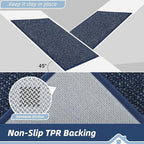 BEQHAUSE Dirt Trapper Door Mat 20" x 48", Non-Slip Washable Doormats Entrance Mat, Dirt Resistant and Absorbent Welcome Mat, Low Profile Floor Mats for Front Back Door and Entryway, Blue