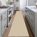 EARTHALL Washable Runner Rug 2x12 Ft Non Slip Runners for Hallways Long Cotton Rubber Backed Kitchen Runner Braided Indoor Floor Carpet Runners for Entryway, Hall, Kitchen, Golden Beige/White