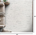 Beverly Rug Micro Loop Area Rug White/Gray 5x7 Abstract Modern Luxury Brushstroke Durable Soft Indoor Rugs for Living Dining Room Office Stain Resistant Non Shedding Casual Indoor Carpet 5 x 7
