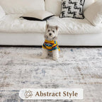 FMFUNCTEX 8x10 Washable Area Rug Brown Blue Neutral Abstract Modern Large Non Slip Carpet for Living Room Bedroom Soft Low Pile Indoor Mat Thin Accent Throw Rug for Dining Room Kitchen Office Nursery