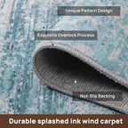 Abstract 5x8 Area Rug Washable Soft Large Non-Slip Carpet for Living Room Dining Room Home Office Bedroom - Abstract Teal/Grey