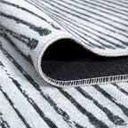 Bloom Rugs Caria Washable Non-Slip 4x6 Rug - Ivory/Black Striped Area Rug for Living Room, Bedroom, Dining Room, and Kitchen - Exact Size: 4' x 6'