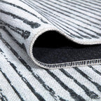 Bloom Rugs Caria Washable Non-Slip 8x10 Rug - Ivory/Black Striped Area Rug for Living Room, Bedroom, Dining Room, and Kitchen - Exact Size: 7'8" x 10'