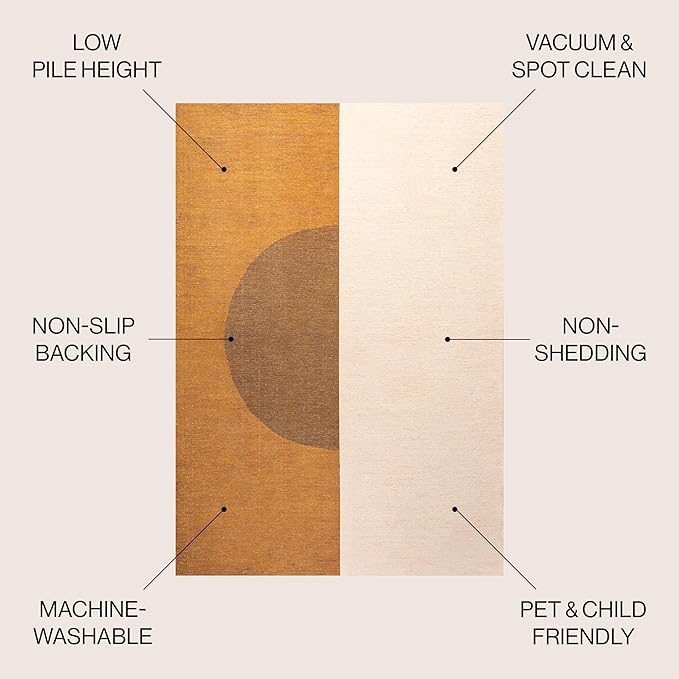 JONATHAN Y Machine Washable Indoor Area Rug 3X5 Brown/Cream/Terracotta, Demie Minimalist Graphic Circle for Living Room, Bedroom, Kitchen, Office, Easy-Cleaning, Pet-Friendly, Non-Shedding WSH114A-3