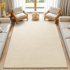 Shilucheng Wool Rug 4.7x7 Non-Slip, Blend 80% Wool and 20% Cotton Rugs for Living Room, Bedroom, Dinning Room, Soft Durable Cotton Backing Modern Area Rug (Beige/White)