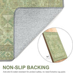 Bavni 2x3 Entryway Rug Bathroom Rugs for Front Door Bedroom Bathroom Kitchen, Washable Vintage Print Carpet, Ultra-Thin Chenille Lightweight Rug with Non Slip Backing, Light Green