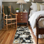Lahome Floral Black Small Runner Rug - 2x4 Area Rug Non-Slip Low-Pile Washble Entryway Runner Rug Throw Stain Resistant Kitchen Rugs, Paisley Print Accent Carpet Runners for Bedroom Bathroom Laundry