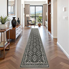 WITSHOCK Black Boho Washable 2x10 Kitchen Runner Rug,Vintage Neutral Hallway Rugs for Entryway,Soft Distressed Floor Mat for Bedroom,Entrance,Indoor Back Door(Black,2x10)