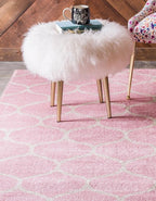 Rugs.com Lattice Frieze Collection Rug – 10' x 13' Light Pink Medium Rug Perfect for Living Rooms, Large Dining Rooms, Open Floorplans