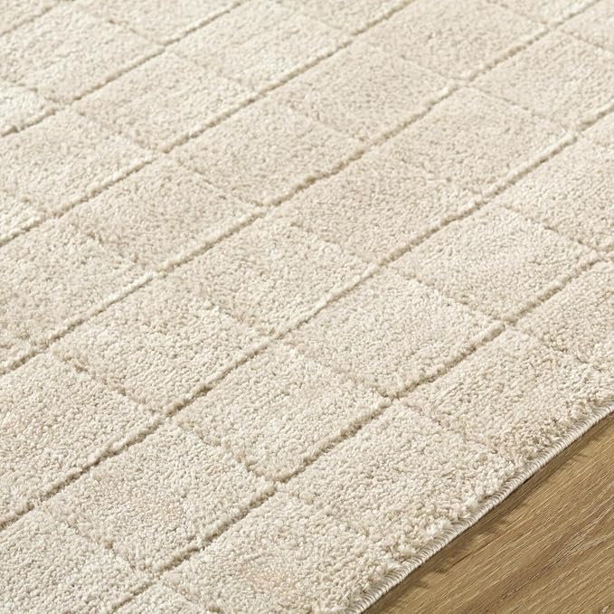 Livabliss x Our PNW Home Cascade Minimalist Grid Area Rug, 2'7" x 12', Light Beige