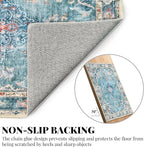 MUJOO Teal Rug 8'x10' Area Rugs for Living Room Blue Washable Rugs Large Rug Boho Rug 8'x10' for Bedroom Non Slip Abstract Soft Low-Pile Floral Colorful Flowers