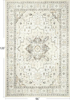zesthome Area Rug 8x10,Ultra-Thin Washable Rugs for Living Room, Non-Slip Backing Area Rugs,Small Entryway Rug,Vintage Medallion Pattern Rugs (Beige,8'x10')