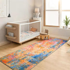 2x6 Rainbow Rug Runners for Hallways Kitchen Runner Rug Non Slip Washable Colorful Long Runner Rugs with Rubber Backing Soft Abstract Carpet Runner for Bedroom, Kitchen, Bathroom, Entryway