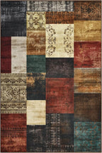 Tepook Modern Area Rug for Living Room, 6x9 Geometric Large Rugs for Bedroom, Washable Patchwork Rug Indoor Non-Slip Throw Carpets for Dining Room Office Farmhouse Home Decor, Multi