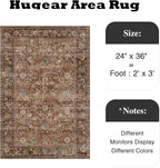 HUGEAR 2x3 Small Rug Machine Washable Area Rug Brick Red Entryway Rugs Entrance Door Mat Indoor Accent Rugs Floral Low Pile Carpet Distressed Throw Rug Kitchen Bedroom Office Non Slip