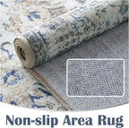 jinchan Kalen Area Rug 6x9 Washable Living Room Rug Soft Vintage Indoor Thin Retro Distressed Floor Cover Blue Floral Country Boho Rug Non Slip Carpet for Bedroom Office Dining Room