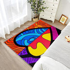 Abstract Area Rugs - Colorful Pop Art Rug 3x5, Hippie Aesthetic Funky Washable Lightweight Carpet Room Decor #C120