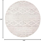 SAFAVIEH Tulum Collection Area Rug - 10' Round, Ivory & Grey, Moroccan Boho Tribal Design, Non-Shedding & Easy to Clean, Ideal for Living Room, Bedroom, Dining Space (TUL272A)