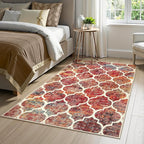 Lahome Moroccan 3x5 Rug for Bedroom, Washable Area Rugs Non-Slip Throw Entryway Rug Small Kitchen Mat Modern Colorful Christmas Carpet Rugs for Living Room Office Bathroom (3'x5', California Sunset)