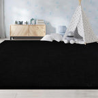 Large Area Rugs for Living Room Bedroom, 6x9 Feet Black Rug, Minimalist Modern Shag Rug, Soft Thick Comfy Memory Foam Indoor Carpet, Non-Slip Washable Rug for Boys Girls Dorm Nursery Room Home Decor