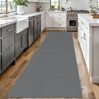 Braided Runner Rug 3x12 Ft Washable Runners for Hallways Non Slip Rubber Backed Kitchen Runners Cotton Long Entryway Runner Indoor, Woven Carpet for Hall Kitchen Entryway, Dark Grey/Grey