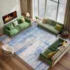 Abstract 6x9 Area Rug for Living Room Dining Room Office Bedroom Blue