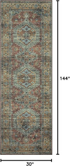 Loloi Skye Collection SKY-07 Terracotta/Sky 2'-6" x 12'-0" Runner Rug