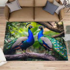 Peacock Rugs for Bedroom - 8x10 Rug, Peacock Couples Area Rugs for Living Room, Nature Carpet, Peafowl Washable Area Mat, Malachite Green Feather Carpet - Peafowl Home Decor & Gifts