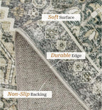 zesthome 6x9 Area Rug, Super Soft Washable Rugs for Living Room, Non-Slip Stain Resistant Vintage Rugs, Ultra-Thin Large Area Rugs (Wheat/Charcoal,6'x9')