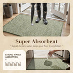 MontVoo Door Mat Indoor Entrance Doormat, Absorbent Durable Rubber Non Slip Front Door Mat for Inside Entry Entryway Dirt Trapper Welcome Mat, Green 32''x48''