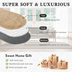 Soft Fluffy Area Rug for Bedroom, Beige Fuzzy Shaggy Oval Throw Rugs for Bedside, Non-Slip Cozy Plush Shag Carpet for Kids Room Nursery Dorm Living Room, 2.6 x 5.3 Feet