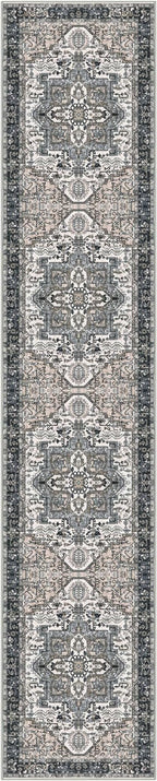 KOZYFLY Runners for Hallways 3x12 Ft Extra Long Washable Faux Wool Thin Hallway Rug Boho Runner Carpet Printed Entryway Rug for Bedroom Stairs Kitchen Living Room Hall, Black/Taupe/Beige