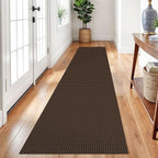 Braided Runner Rug 2x10 Ft Washable Runners for Hallways Non Slip Rubber Backed Kitchen Runners Cotton Long Entryway Runner Indoor, Woven Carpet for Hall Kitchen Entryway, Brown