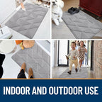 OLANLY Door Mats Indoor, Non-Slip, Absorbent, Dirt Resist, Entrance Washable Mat, Low-Profile Inside Entry Doormat for Entryway (48x32 inches, Grey)