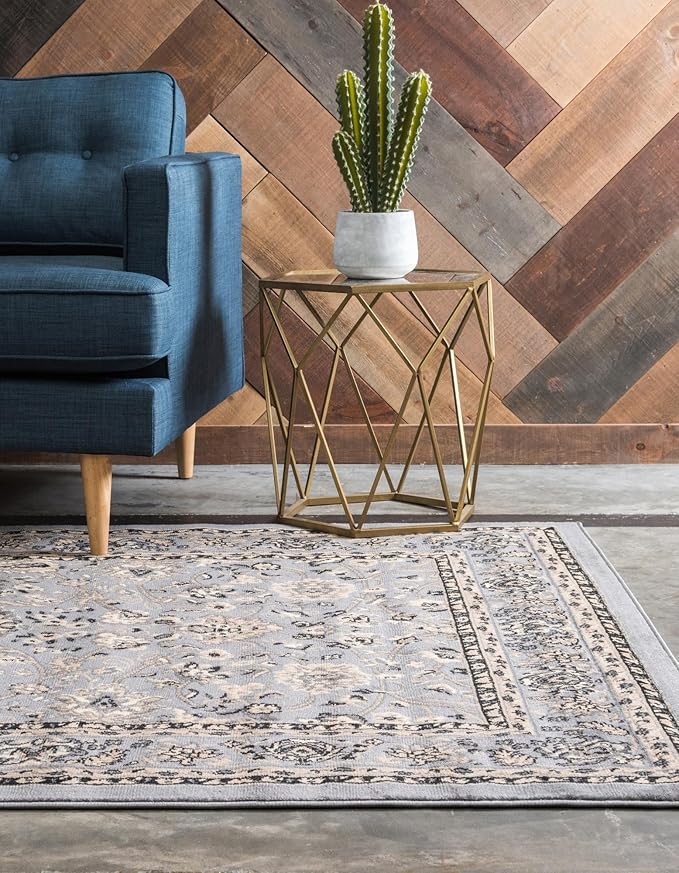 Rugs.com Yasmin Collection Rug – 5' x 8' Gray Medium Rug Perfect for Bedrooms, Dining Rooms, Living Rooms