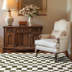 EVERGRACE Checkered Plaid Area Rug 4x6, Soft Fuzzy Faux Wool Rugs Washable Anti Slip Rugs Large Rug Carpet for Entryway Bedroom Living Room Hallway Kitchen Dining Room and Laundry Room, Olive Green
