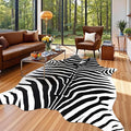 AROGAN Premium Faux Zebra Hide Rug 6.2 x 7 Feet, Sturdy and Large Size Zebra Print Rugs, Suitable for Bedroom Living Room Western Decor, Faux Fur Animal Carpet, Black and White