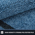 PURRUGS Dirt Trapping Door Mat 24" x 36", Non-Slip/Skid Machine Washable Entryway Rug, Shoes Scraper, Area Rug, Super Absorbent Welcome Mat for Muddy Wet Shoes and Paws, Light Blue & Navy