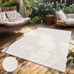 Paco Home Modern Area Rug with Carved Geometric Pattern in Cream Ivory, Size: 6'7" x 9'6"