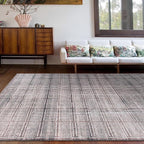 Rugshop Bohemian Stripe Lines Washable Non Slip Area Rug 8' x 10' Brown