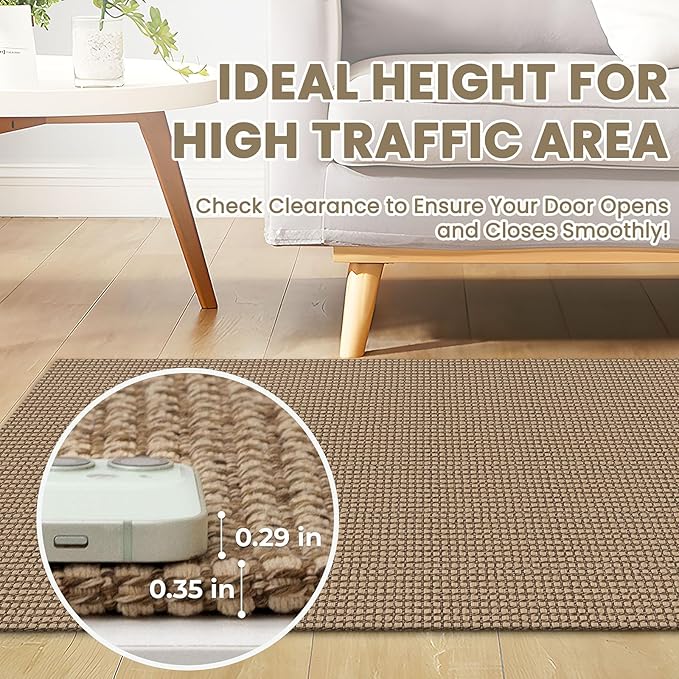 Braided Area Rug 3x5 Ft Washable Rugs for Entryway Throw Rugs Rubber Backed Boho Door Mat Indoor Entrance Cotton Kitchen Mats Woven Front Door Carpet for Foyer, Orange/Tan/Brown